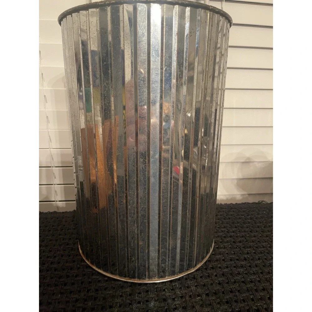 Vintage Hand Painted Tin/metal Trash Can Sunflowers Original Art